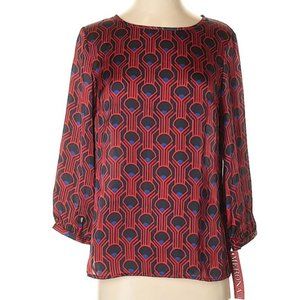 NWT Red & Blue Fall Geometric Blouse